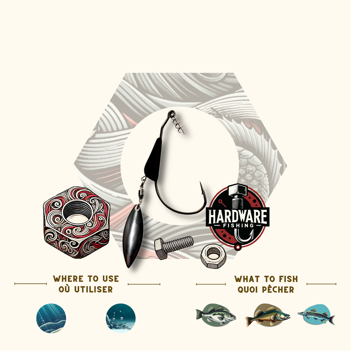 Underspin Jig en tungstène par Hardware Fishing